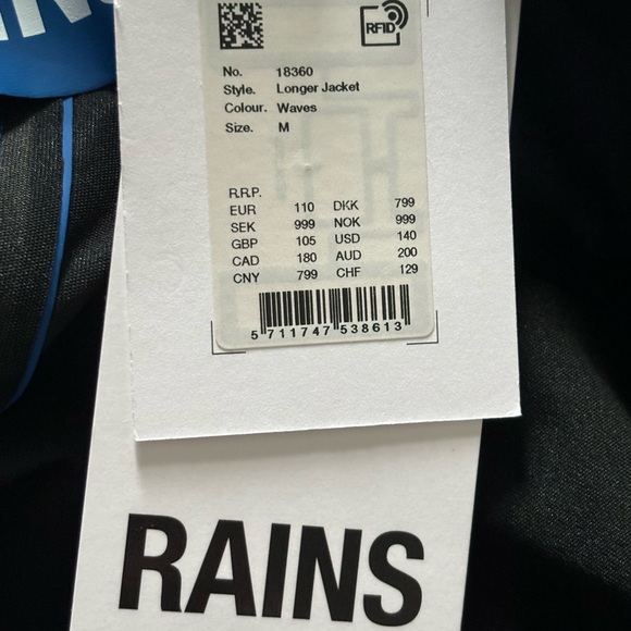 NWT Rains Longer Jacket in Waves Size Medium - Picture 13 of 15